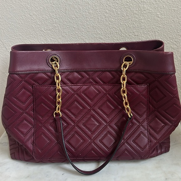 Tory Burch Fleming burgundy tote bag - Picture 4 of 8